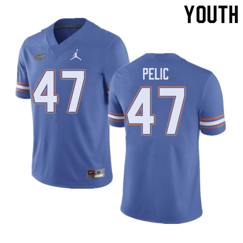 Youth NCAA Florida Gators Justin Pelic #47 Stitched Authentic Jordan Brand Blue College Football Jersey SDQ0865YZ